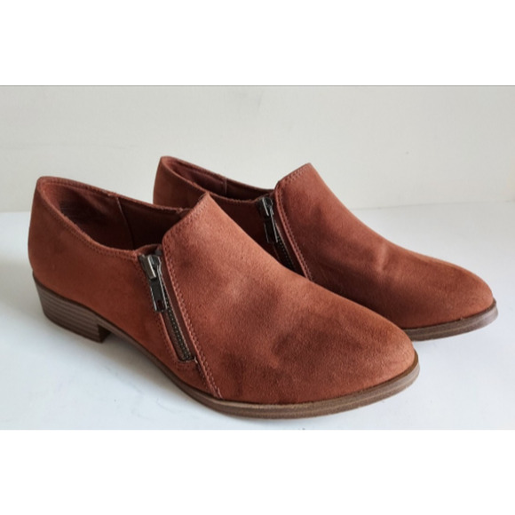 American Eagle Womens Size 9 Brown Low Block Heel Ankle Booties Side Zipper - Picture 1 of 7